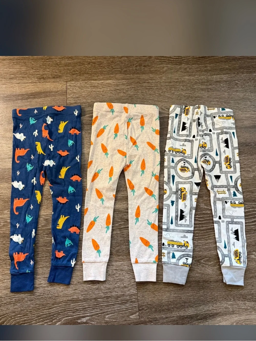 FINAL SALE Old Navy 100% Cotton PJ Pants 3-PACK Navy Dino, Carrot & Roads